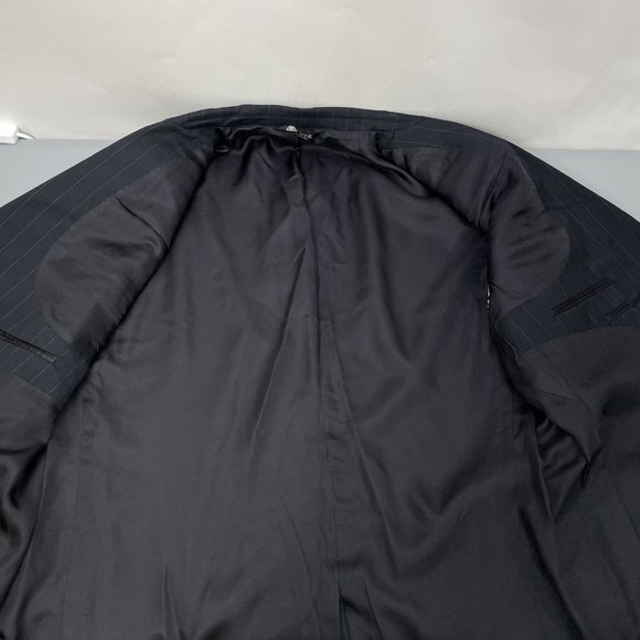 Jos A Bank Blazer Sport Coat Suit Jacket Gordon Wool Striped Black Mens 50L - Picture 5 of 12